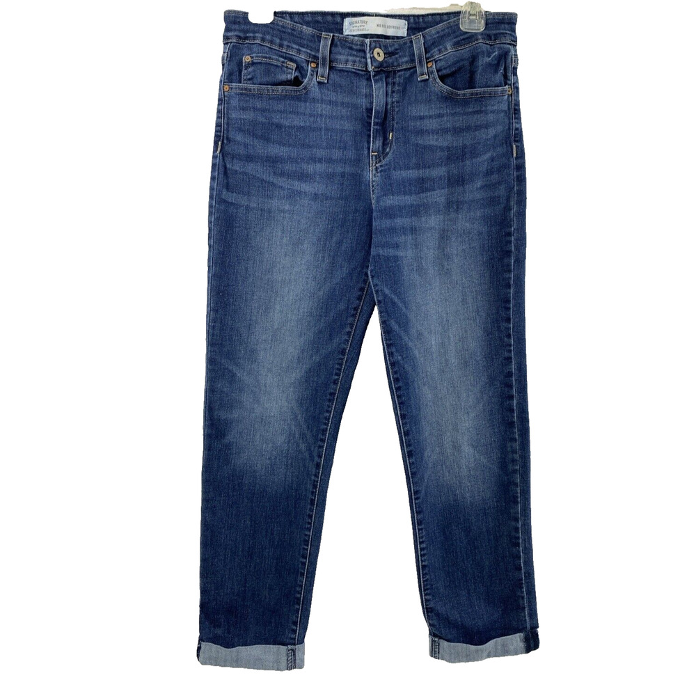 Levis Signature Jeans Womens Size 29 Mid Rise Boyfriend Medium Wash Denim